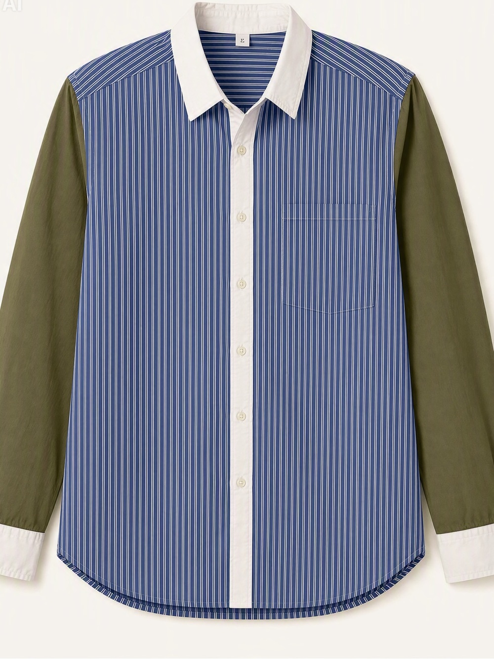 Free Assembly Colorblock Pinstripe Button Front Tunic Shirt Medium M